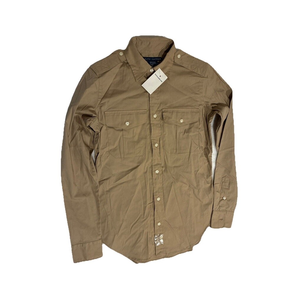 Ralph Lauren Women’s 2 Khaki Military-Style Safari Button Up Long Sleeve Shirt